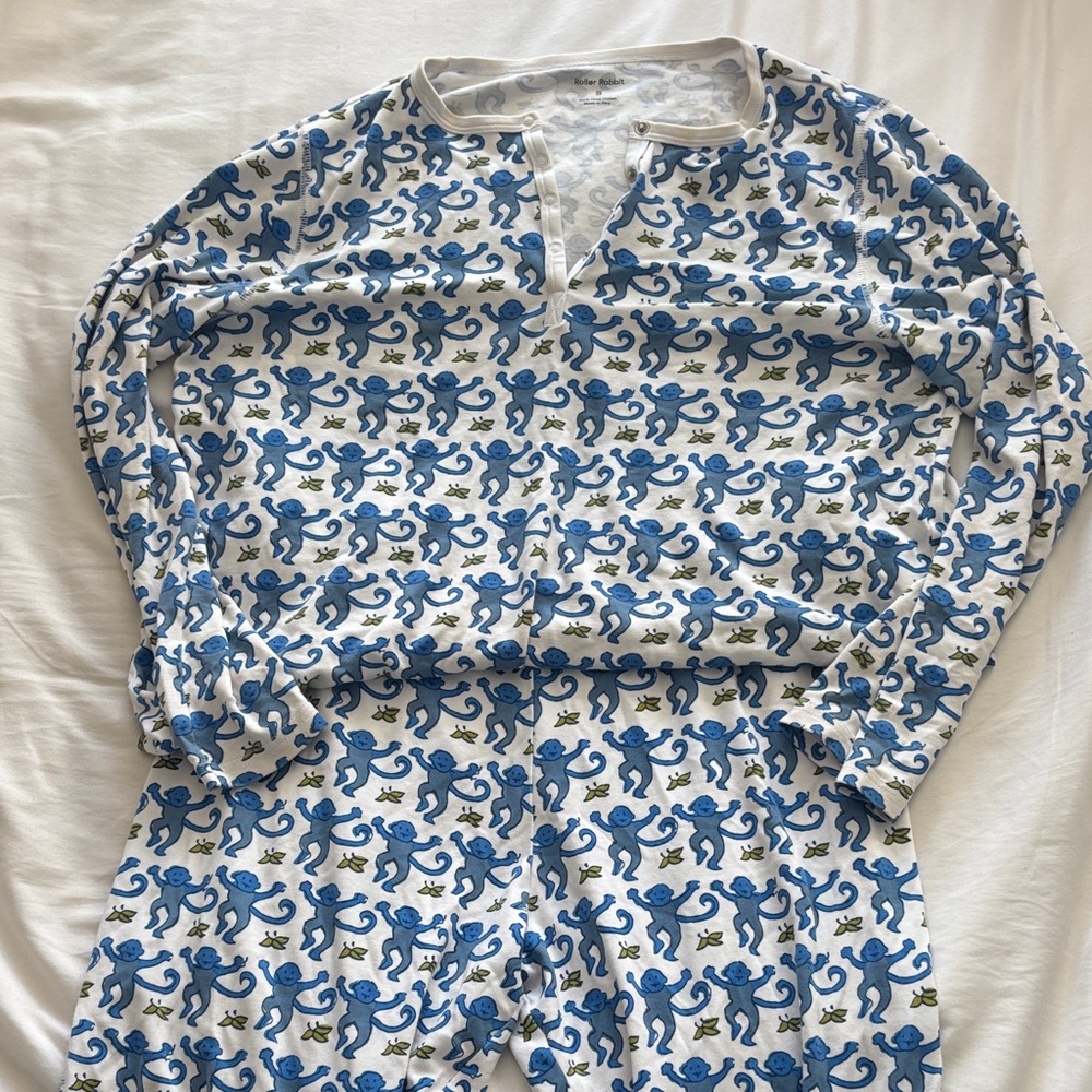 Roller Rabbit Blue Monkey Print Pajama Set